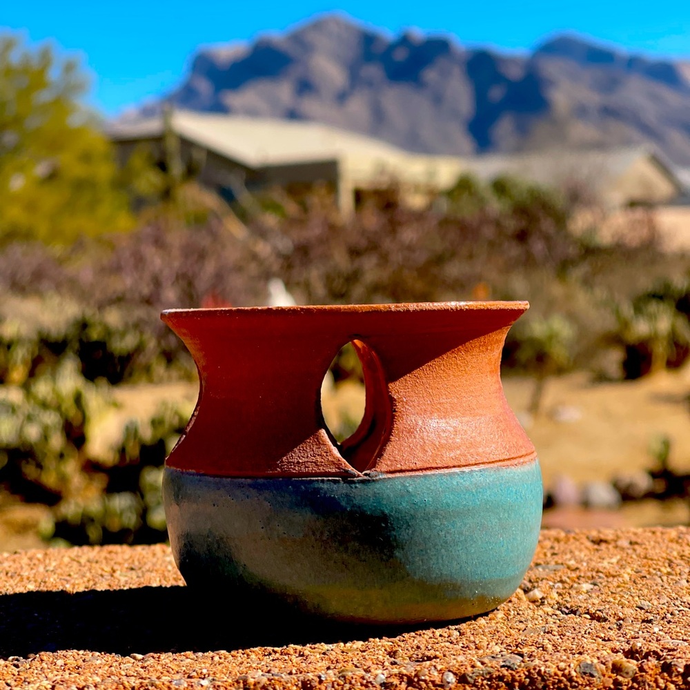 JA Vaughn signed pottery vase, terracotta
